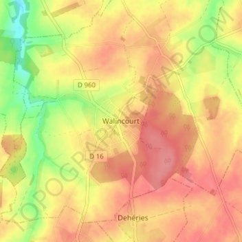 Carte topographique Walincourt, altitude, relief