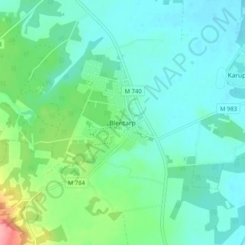 Carte topographique Blentarp, altitude, relief