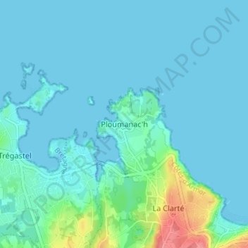 Carte topographique Ploumanac'h, altitude, relief