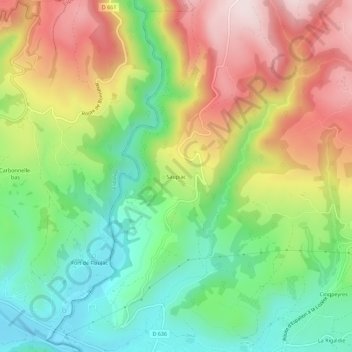 Carte topographique Saupiac, altitude, relief