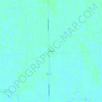 Carte topographique Crowder, altitude, relief