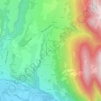Carte topographique Vovray, altitude, relief