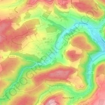 Carte topographique Beihingen, altitude, relief