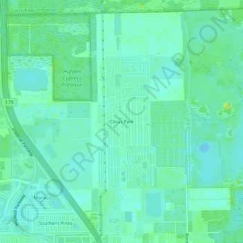 Carte topographique Citrus Park, altitude, relief