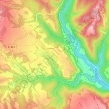 Carte topographique Camp de Cal Fuster, altitude, relief