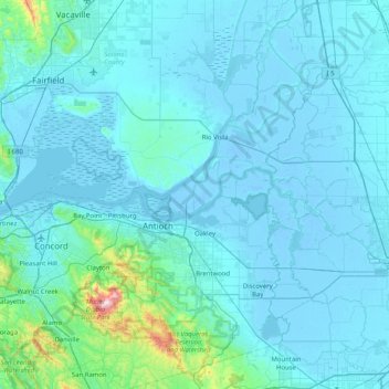 Carte topographique Sherman Island, altitude, relief