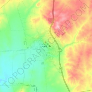 Carte topographique Khan Cheikhoun, altitude, relief