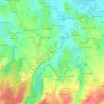 Carte topographique Rivoire, altitude, relief