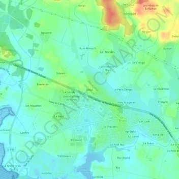 Carte topographique Ténac, altitude, relief