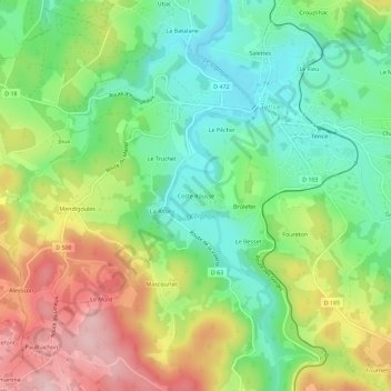 Carte topographique Coste Rousse, altitude, relief