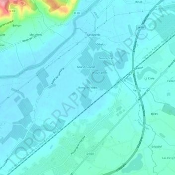 Carte topographique Bringues-Nord, altitude, relief