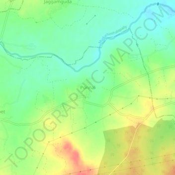 Carte topographique Ponnal, altitude, relief