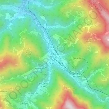 Carte topographique Vernante, altitude, relief
