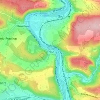 Carte topographique Hun, altitude, relief