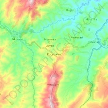 Carte topographique Rutegama, altitude, relief