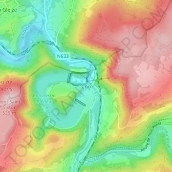 Carte topographique Coo, altitude, relief