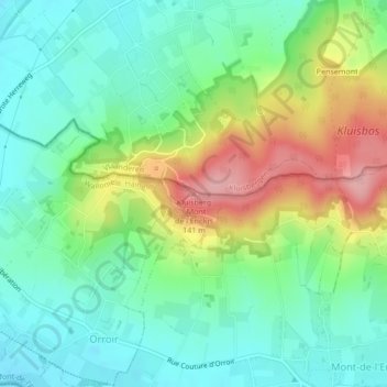 Carte topographique Kluisberg, altitude, relief