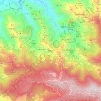 Carte topographique Bejia, altitude, relief