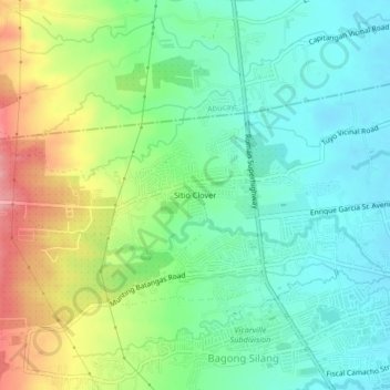 Carte topographique Sitio Clover, altitude, relief