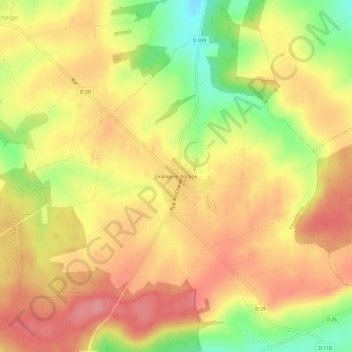 Carte topographique Grange-le-Bocage, altitude, relief