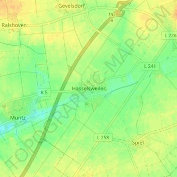 Carte topographique Hasselsweiler, altitude, relief