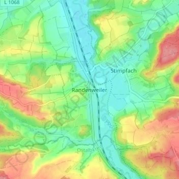 Carte topographique Randenweiler, altitude, relief