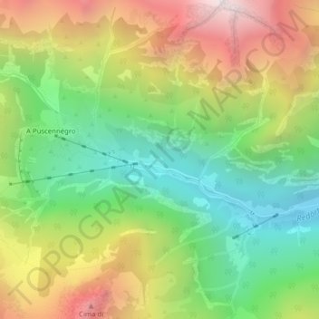 Carte topographique Al Fracèd, altitude, relief