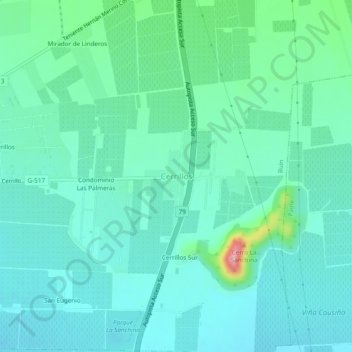 Carte topographique Cerrillos, altitude, relief