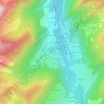 Carte topographique Le Promérat, altitude, relief