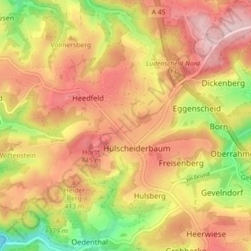 Carte topographique Gelstern, altitude, relief