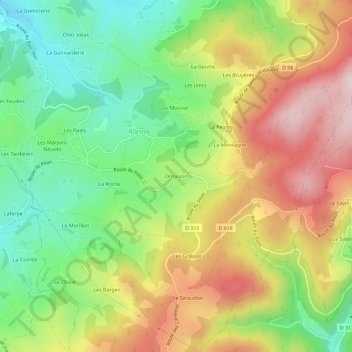 Carte topographique Ornaison, altitude, relief