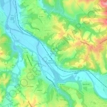 Carte topographique Xerrenda, altitude, relief