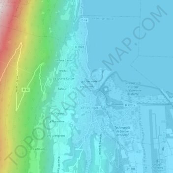 Carte topographique Les Curiers, altitude, relief