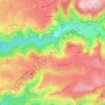 Carte topographique Soumaille, altitude, relief