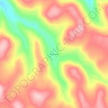 Carte topographique Burnwood, altitude, relief