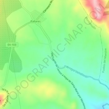 Carte topographique El Espartero, altitude, relief