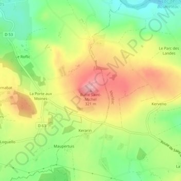 Carte topographique Butte Saint-Michel, altitude, relief