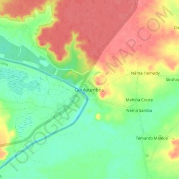 Carte topographique Gouloumbou, altitude, relief