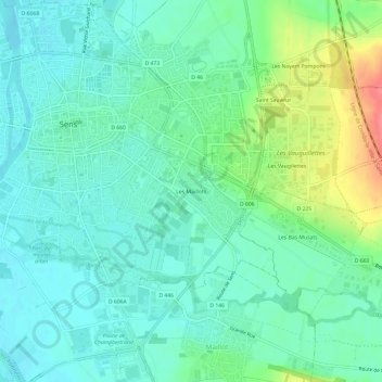 Carte topographique Les Maillots, altitude, relief