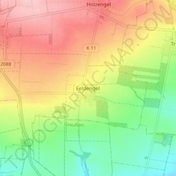 Carte topographique Feldengel, altitude, relief