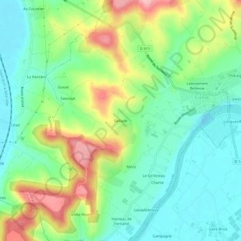 Carte topographique Seillade, altitude, relief