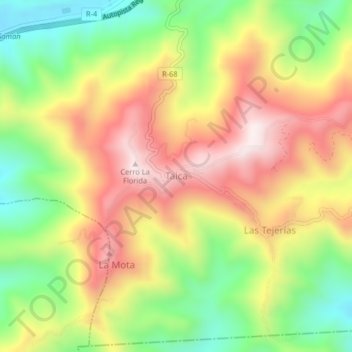 Carte topographique Taica, altitude, relief