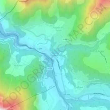 Carte topographique Le Motty, altitude, relief