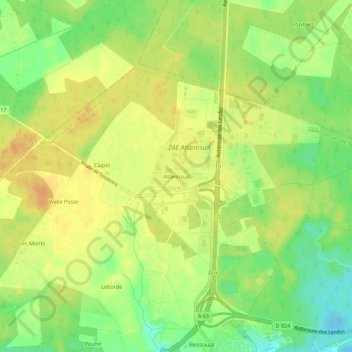 Carte topographique Atlantisud, altitude, relief