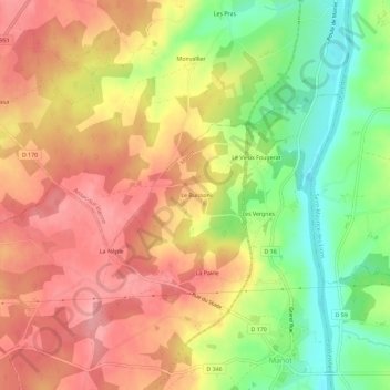 Carte topographique Le Buisson, altitude, relief