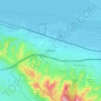 Carte topographique Bay Point, altitude, relief