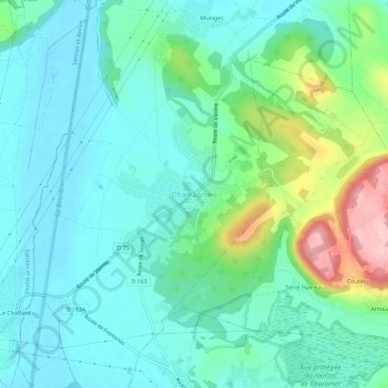 Carte topographique Chamagnieu, altitude, relief