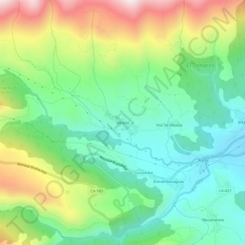 Carte topographique Abiada, altitude, relief