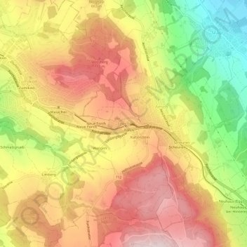 Carte topographique Forch, altitude, relief