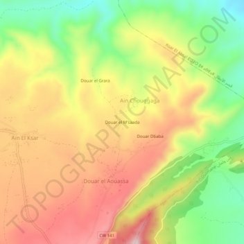 Carte topographique Douar el M'saada, altitude, relief